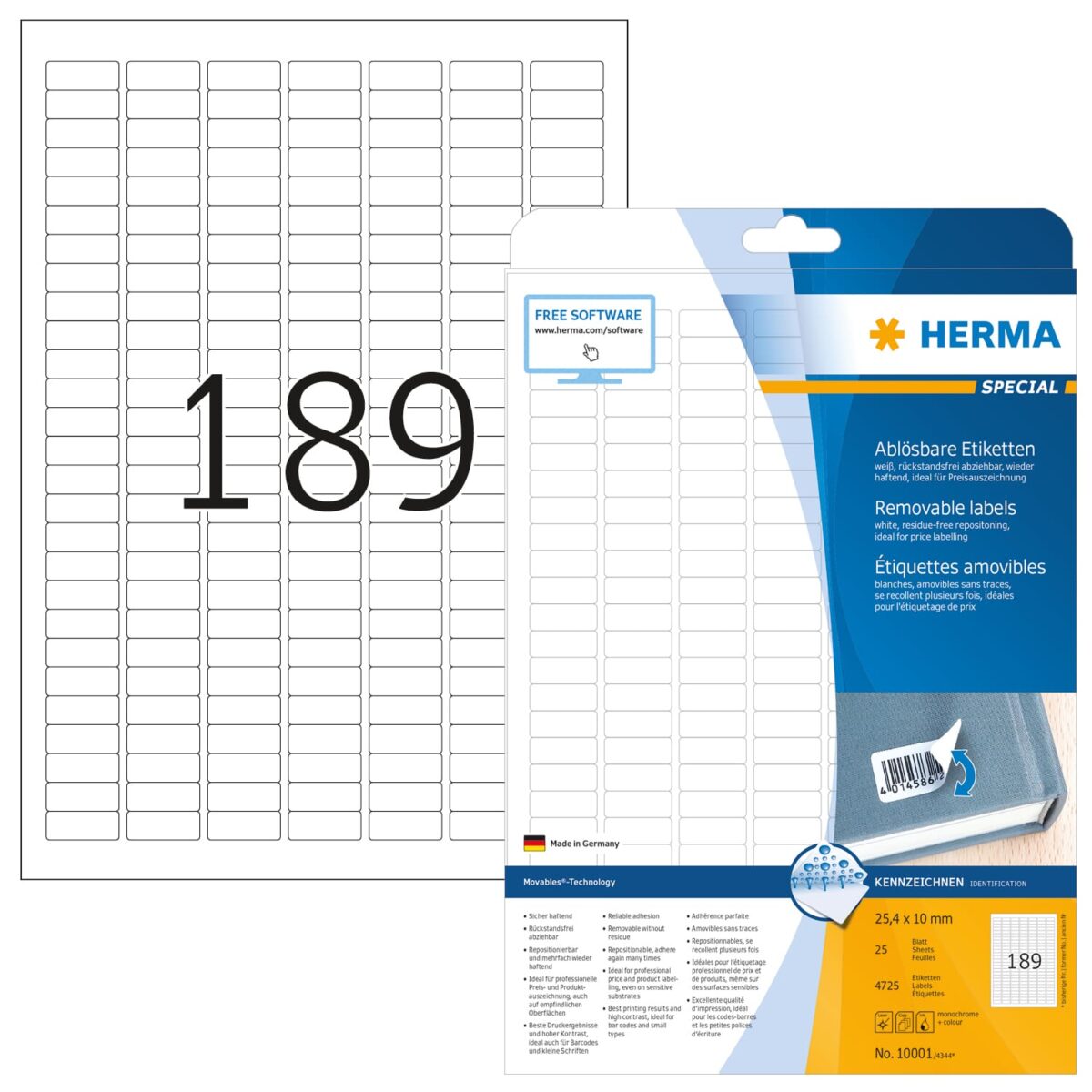 HERMA Etikett. Movables 25,4x10mm 10001 weiss,non-perm. 4725 St./25Bl. – Hochwertig & günstig bei ShopDeca