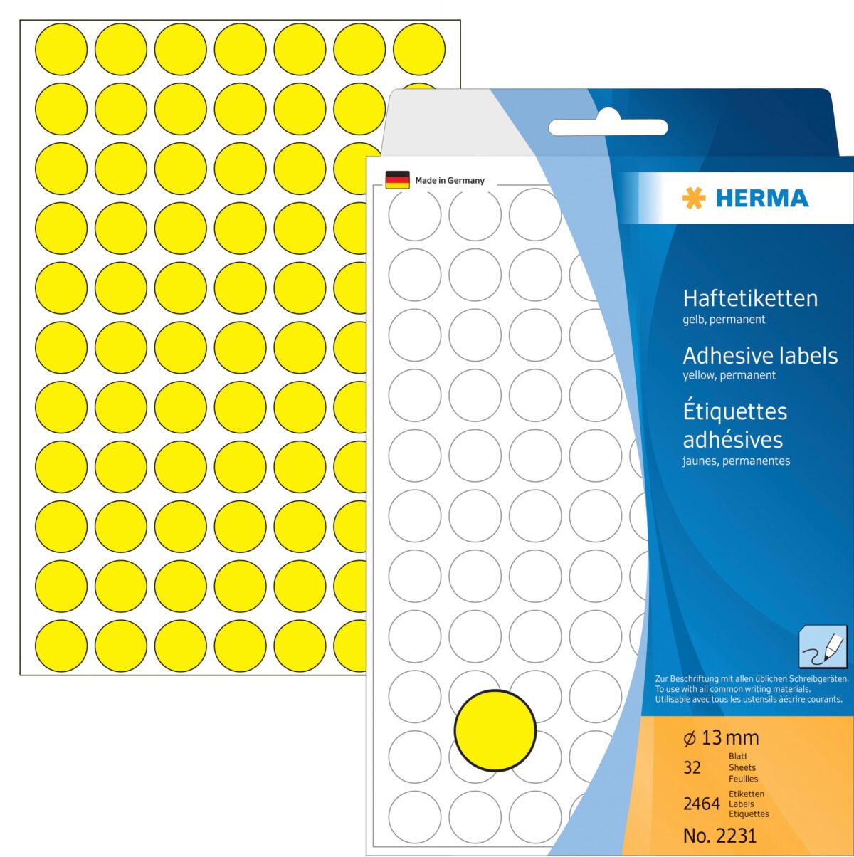 HERMA Etiketten rund 13mm 2231 gelb 2464 Stück – Hochwertig & günstig bei ShopDeca