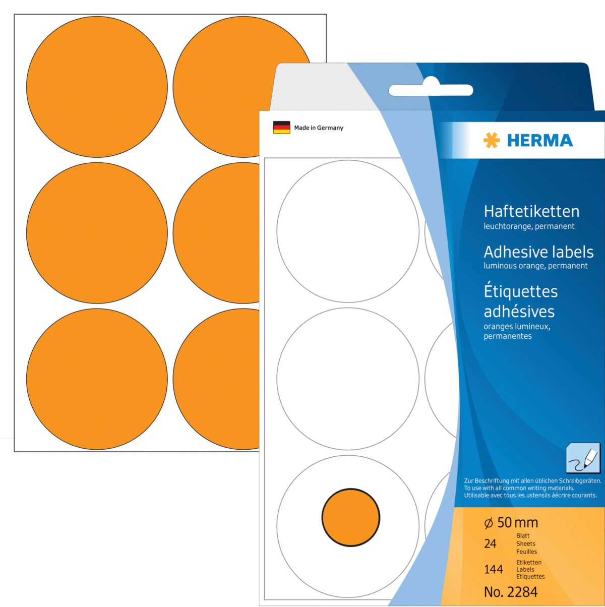 HERMA Etiketten rund 50mm 2284 orange 144 Stück – Hochwertig & günstig bei ShopDeca