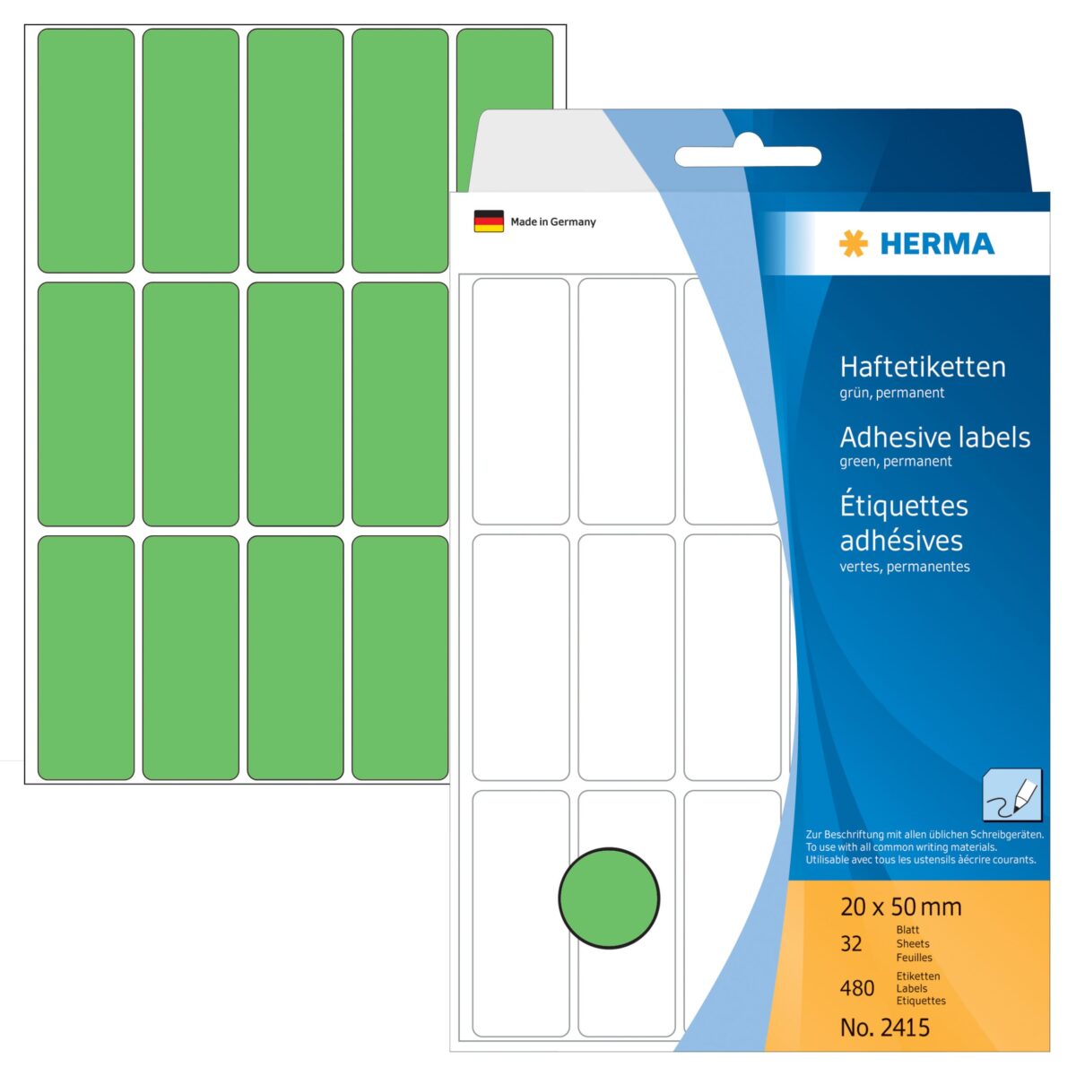 HERMA Etiketten 20×50mm 2415 grün 480 Stück – Hochwertig & günstig bei ShopDeca