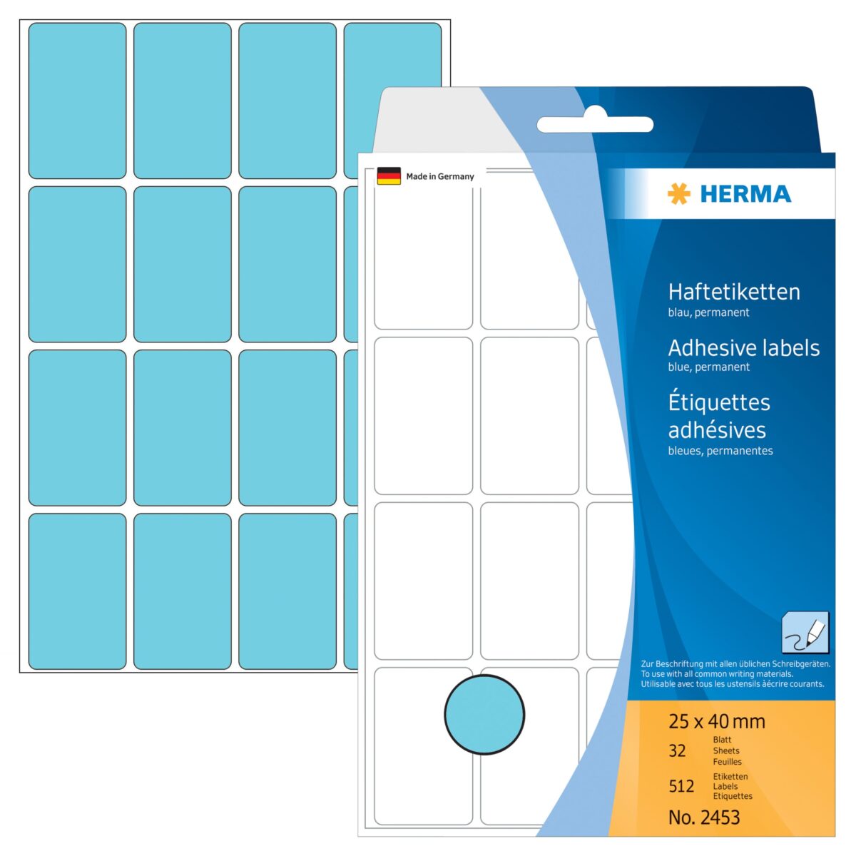 HERMA Etiketten 25×40mm 2453 blau 512 Stück – Hochwertig & günstig bei ShopDeca