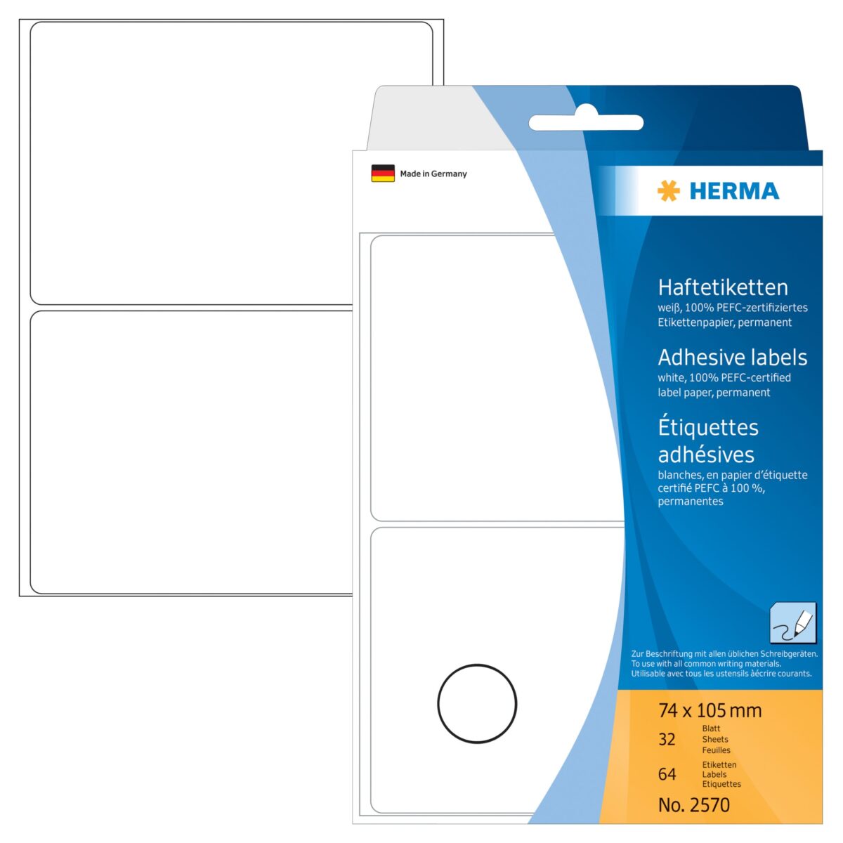 HERMA Etiketten 74×105mm 2570 weiss 64 Stück – Hochwertig & günstig bei ShopDeca