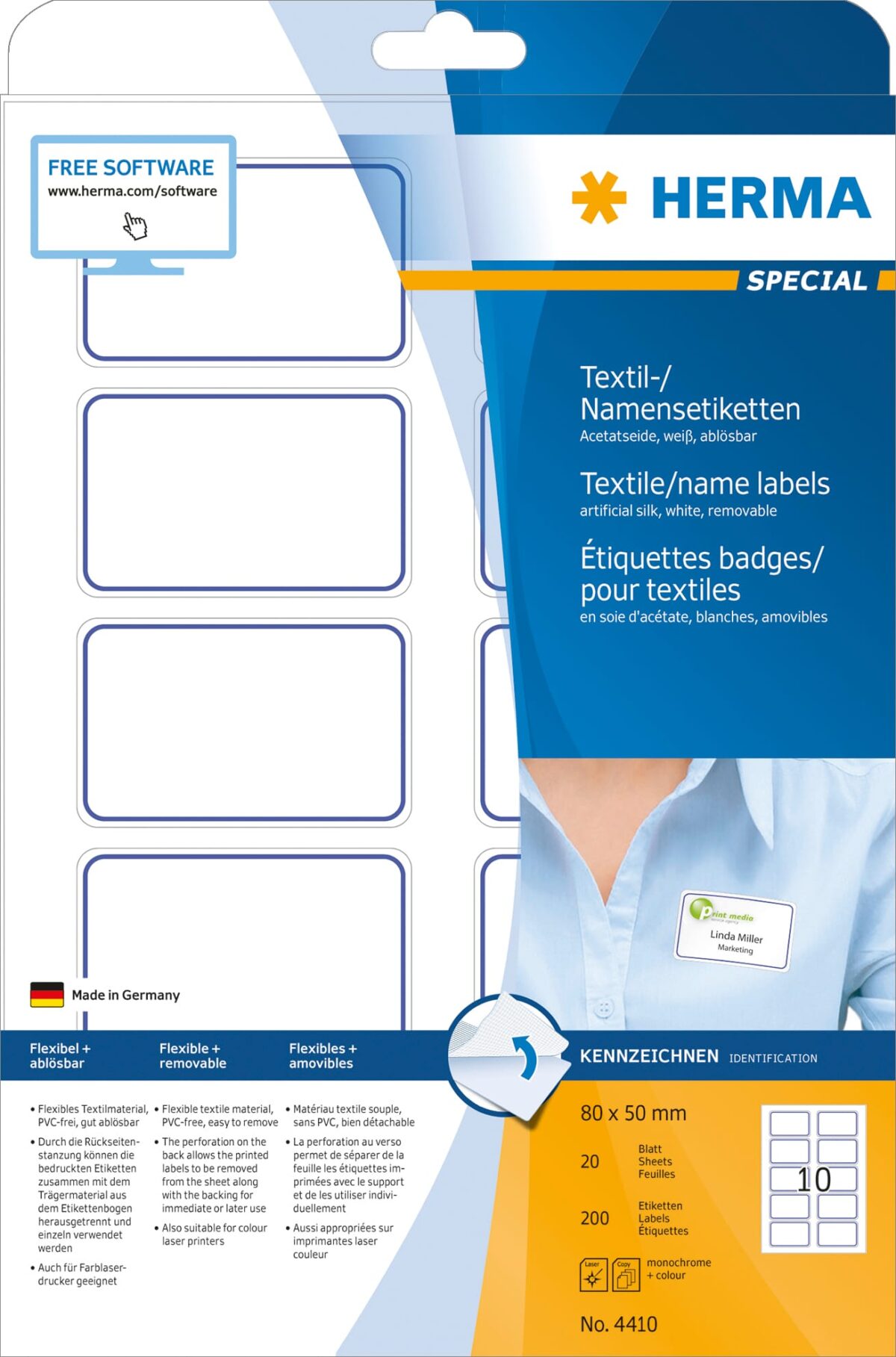 HERMA Namensetiketten 80x50mm 4410 weiss 200 Stk./20 Bl. – Hochwertig & günstig bei ShopDeca