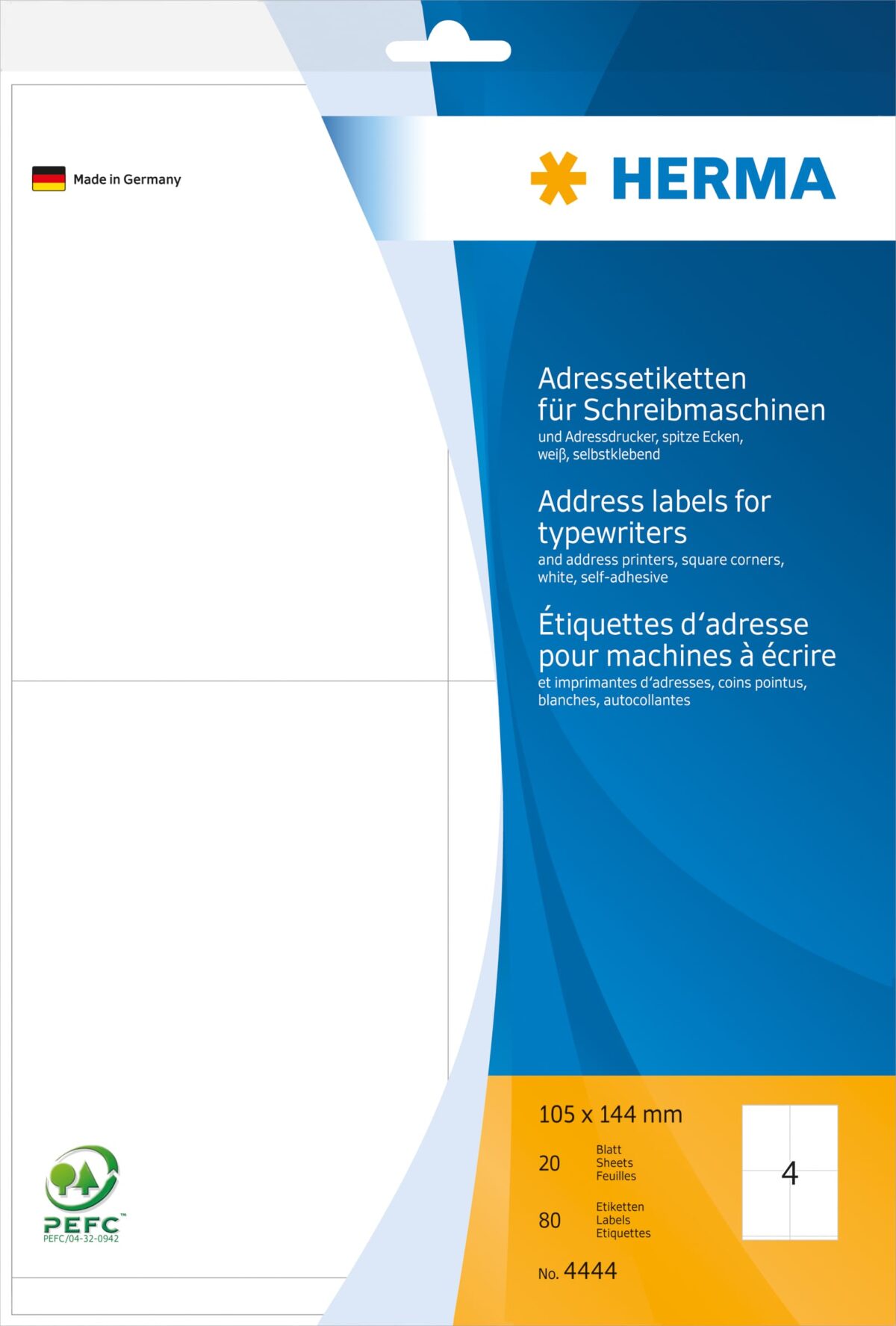 HERMA Adressetiketten 105×144mm 4444 weiss 80 Stück – Hochwertig & günstig bei ShopDeca