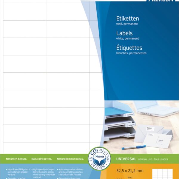 HERMA Etiketten Premium 52,5×21,2mm 4609 weiss 11200 Stück