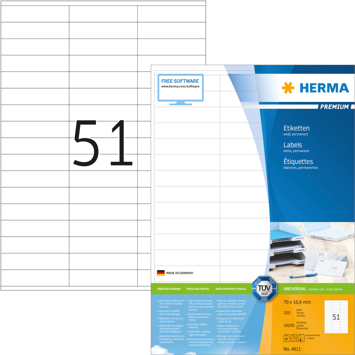 HERMA Etiketten Premium 70×16,9mm 4611 weiss 10'200 Stück – Hochwertig & günstig bei ShopDeca