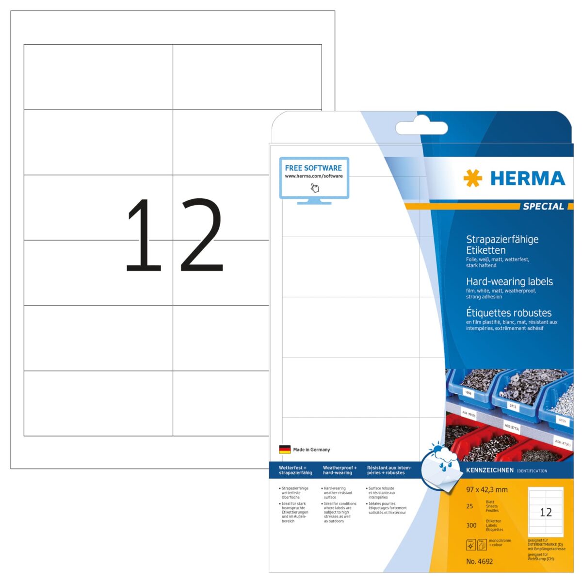 HERMA Etiketten Special 97×42,3mm 4692 weiss 300 Stück – Hochwertig & günstig bei ShopDeca
