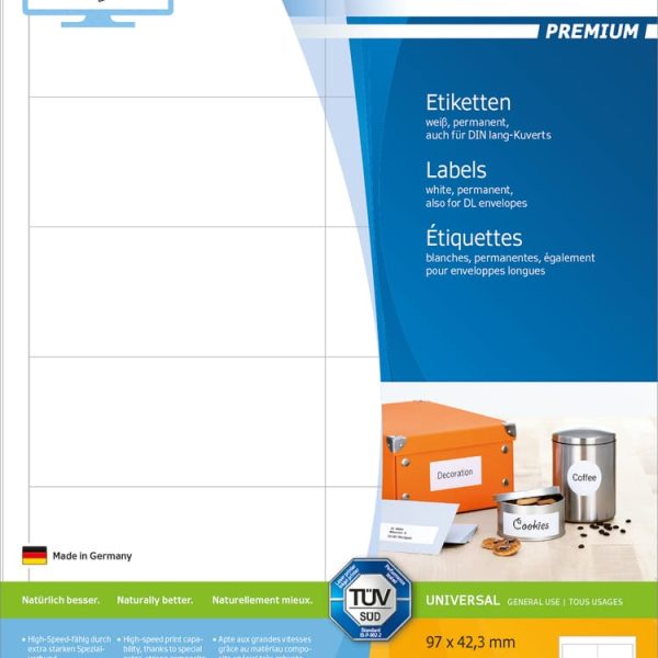 HERMA Etiketten PREMIUM 97x42.3mm 5056 weiss,perm. 300 St./25 Bl.