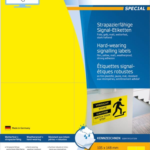 HERMA Etiketten SPECIAL 105x148mm 8032 gelb,ex.perm. 100 St./25 Bl.