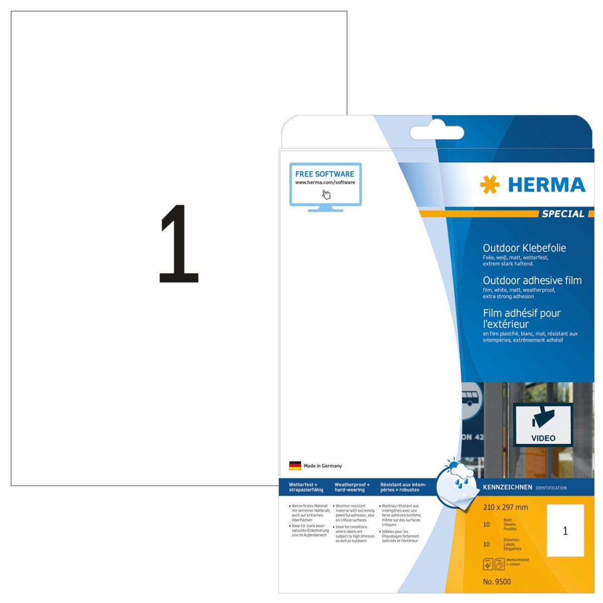 HERMA Outdoor Etikett.PP 210x297mm 9500 weiss 10 St./10 Blatt – Hochwertig & günstig bei ShopDeca