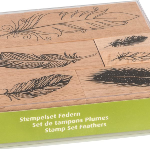 HEYDA Stempel-Set Federn 12x10x3cm 204888685 Holz 6-teilig