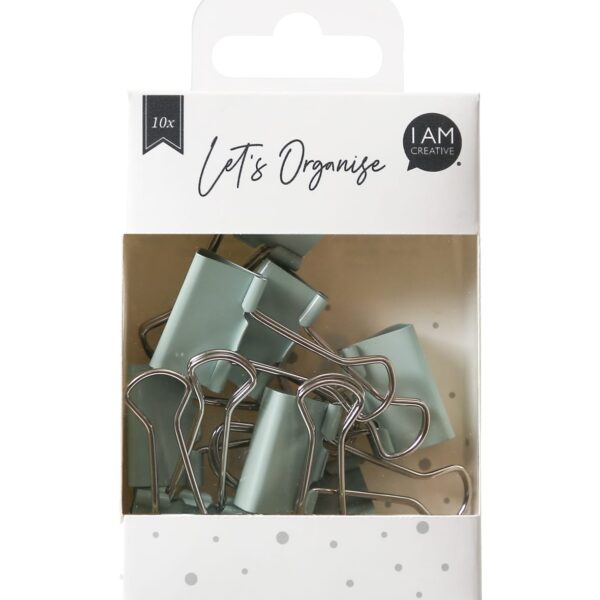 I AM CREATIVE Binder Clips Lets Organize 4035.13 hellgrün, 25mm, 10 Stk.
