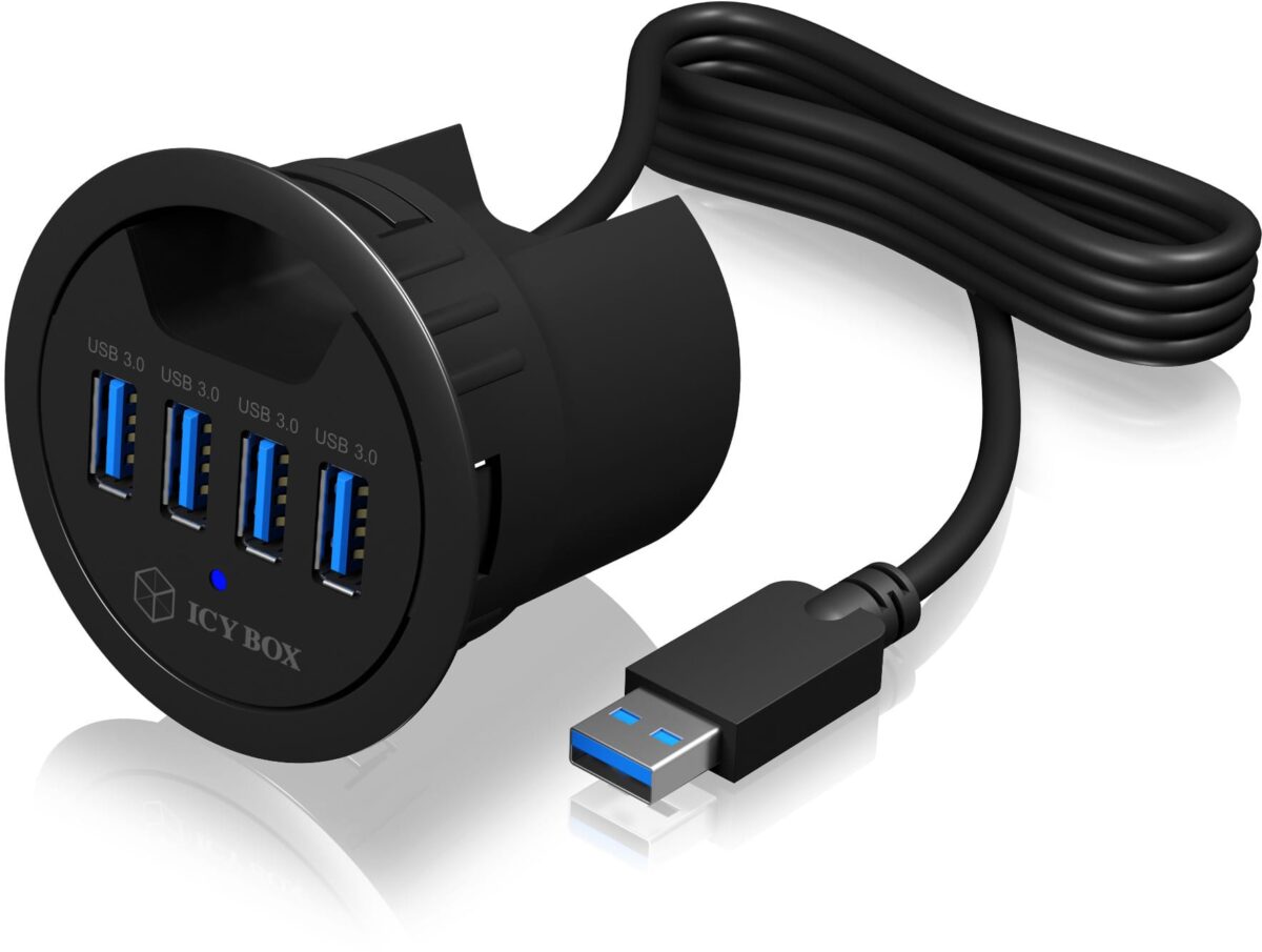 ICY BOX In-Desk USB Hub 60 mm black IB-HUB1403 4x USB 3.0 Typ A – Hochwertig & günstig bei ShopDeca