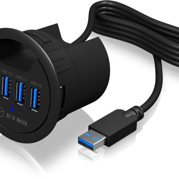ICY BOX In-Desk USB Hub 60 mm black IB-HUB1403 4x USB 3.0 Typ A