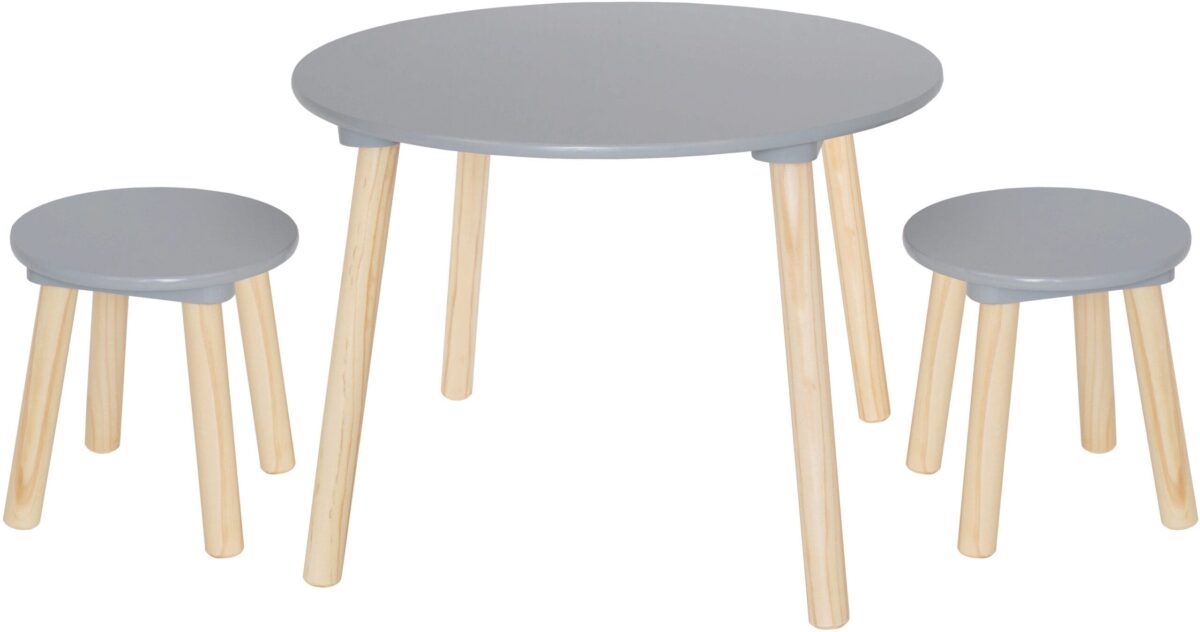 JABADABADO Runder Tisch inkl. 2 Hocker H13221 grau, Höhe 42.5cm, Ø 59cm – Hochwertig & günstig bei ShopDeca