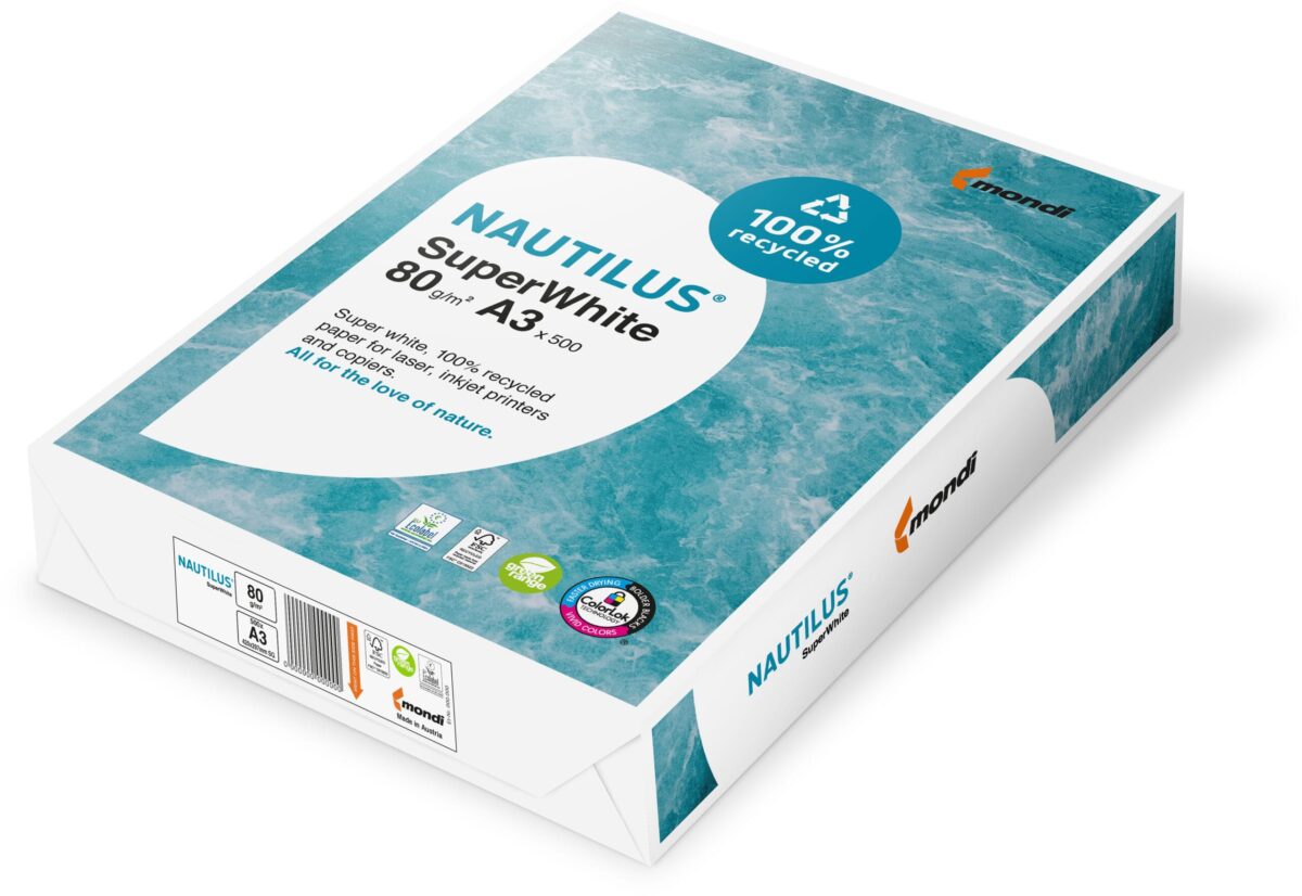 NAUTILUS SUPER WHITE Kopierpapier A3 88043658 80g, recycling 500 Blatt – Hochwertig & günstig bei ShopDeca