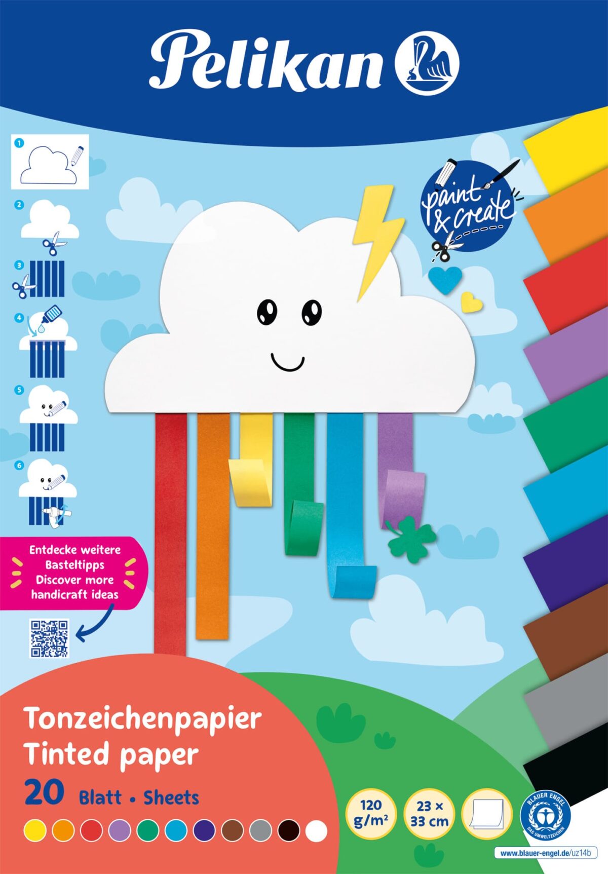 PELIKAN Tonzeichenpapier 101585 Rainbow 23x33 cm, 120 g/m2 – Hochwertig & günstig bei ShopDeca