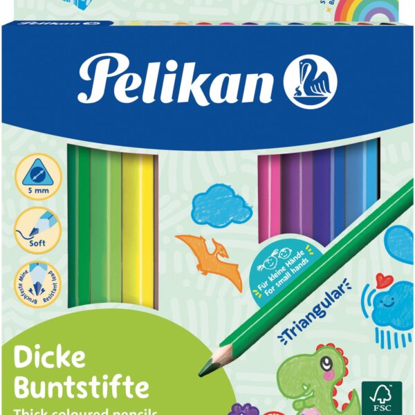 PELIKAN Buntstifte Jumbo dreikant 700160 12 Farben inkl. Spitzer