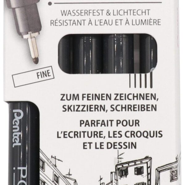 PENTEL Fineliner Pigment YS20P-5F POINTLINER,schwarz fine 5 Stk.
