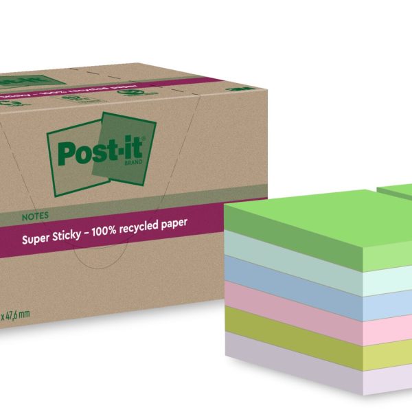 POST-IT SuperSticky Notes 47.6x47.6mm 622 RSS12COL Recycling,assort. 12x70 Blatt