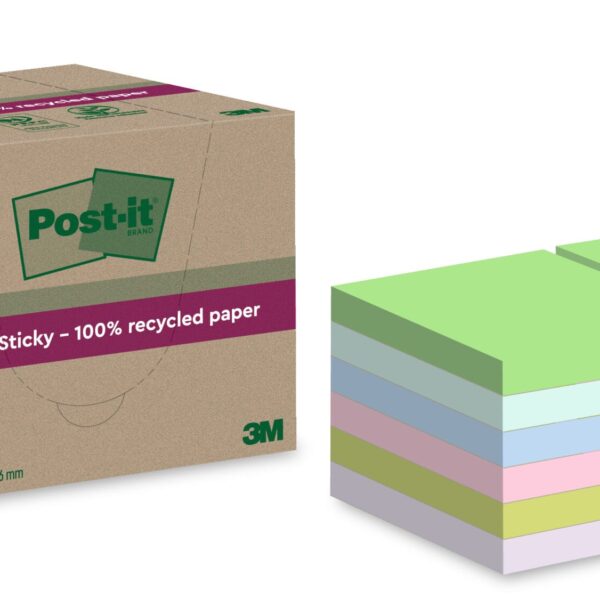 POST-IT SuperSticky Notes 76x76mm 654 RSS12COL Recycling,assort. 12x70 Blatt