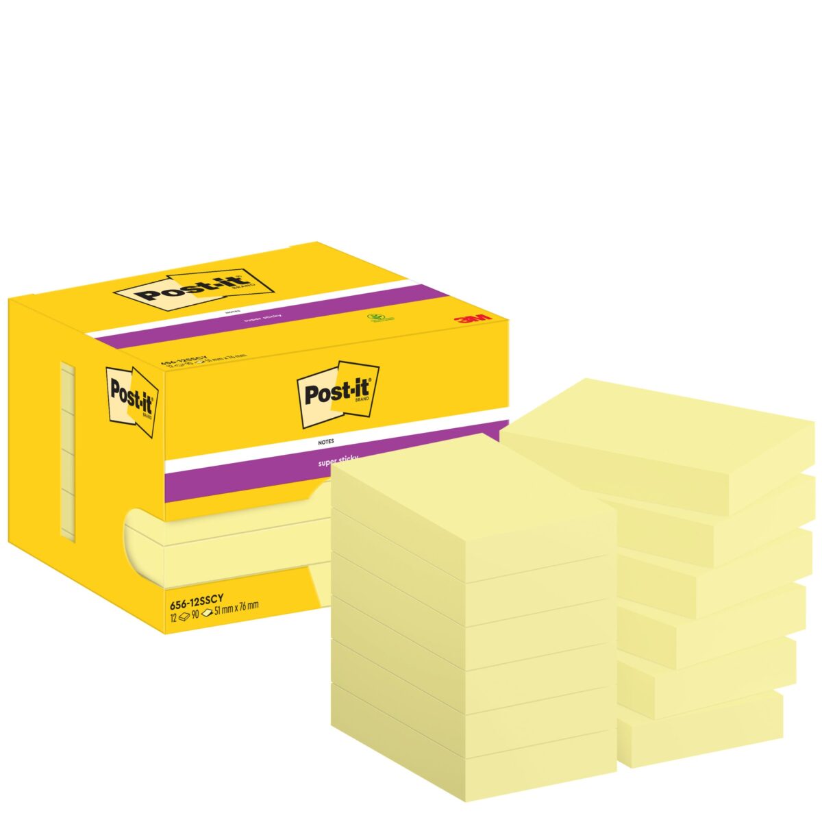 POST-IT Super Sticky Notes 51x76mm 656-12SSCY Gelb 12x90 Blatt – Hochwertig & günstig bei ShopDeca