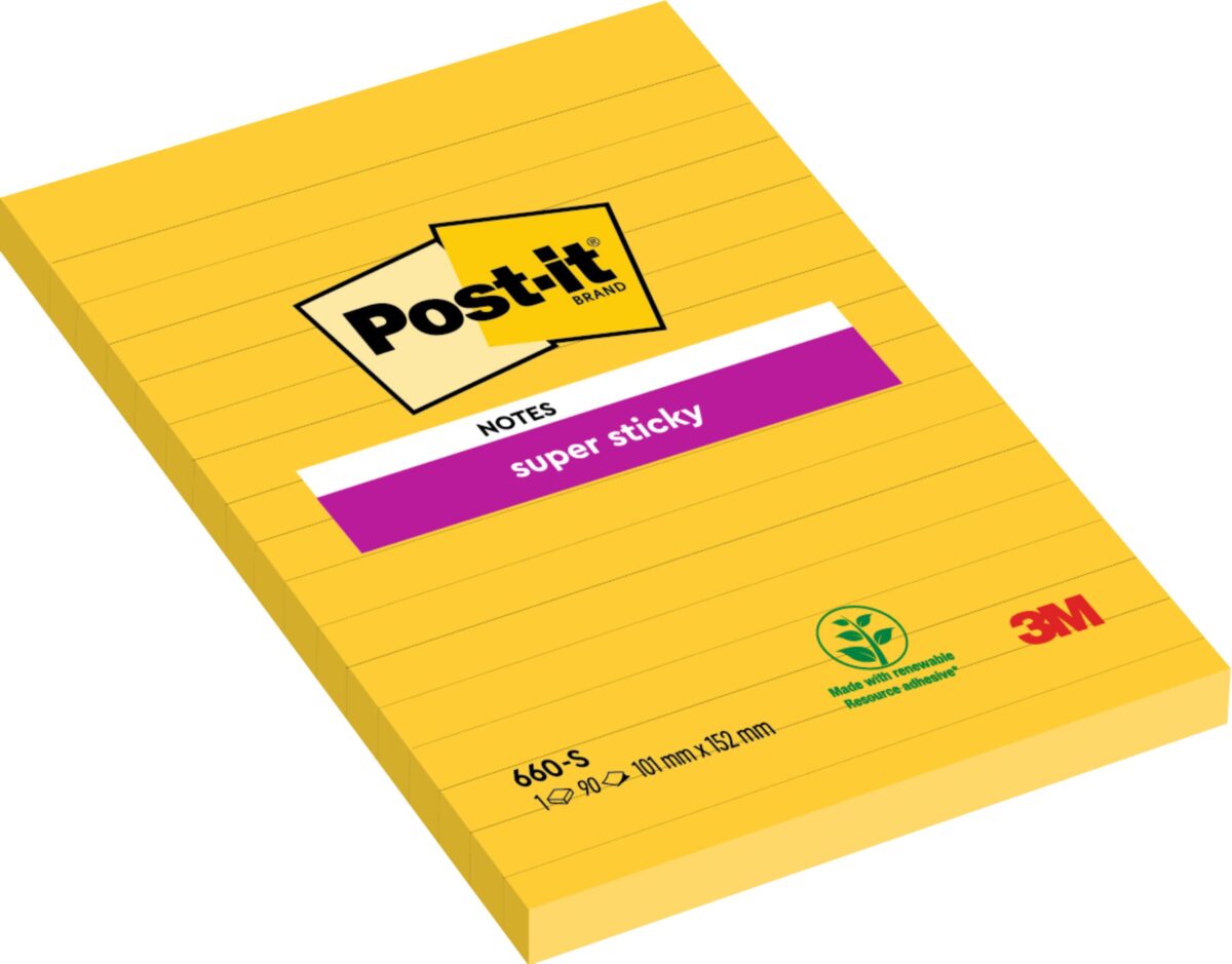 POST-IT Block Super Sticky 102x152mm 660-S gelb/75 Blatt, liniert – Hochwertig & günstig bei ShopDeca