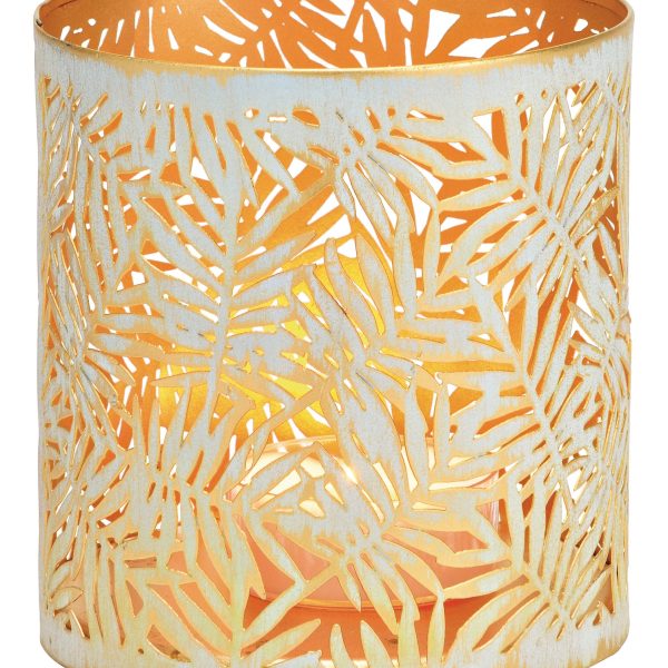 ROOST Windlicht 10037330 weiss, gold 13x13x13cm