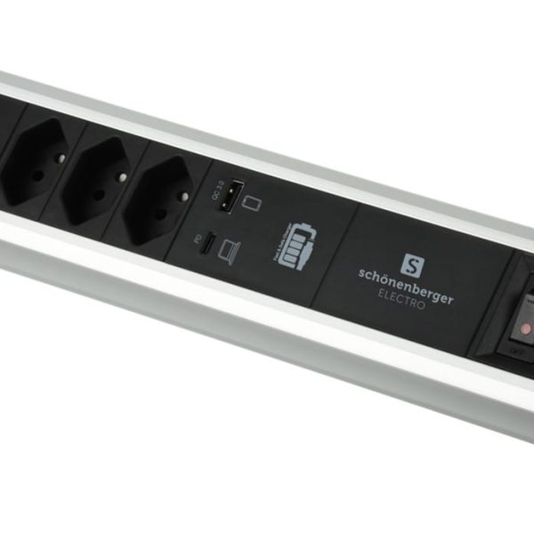 S-ELECTRO Tischsteckdosenleiste Alu 85.835.4AL USB C/A