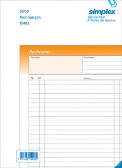 SIMPLEX Rechnungen D A4 15403D orange/weiss 50x2 Blatt