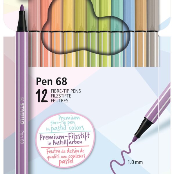 STABILO Fasermaler Pen 68 1mm 68/12-7-7 Pastellove 12 Stück