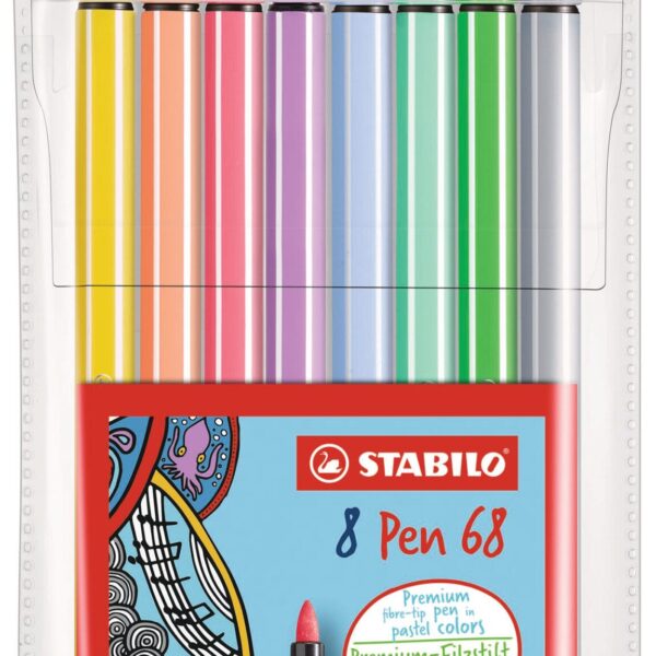 STABILO Fasermaler Pen 68 68/801 Etui, 8 Pastell