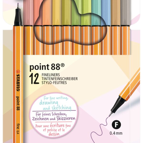 STABILO Fasermaler Pen 88 1mm 88/12-7-7 Pastellove 12 Stück