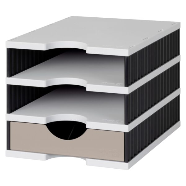 STYRO Ablagesystem styrodoc 268-0103.9875S bk/grau,3 Fächer 248x331x225mm