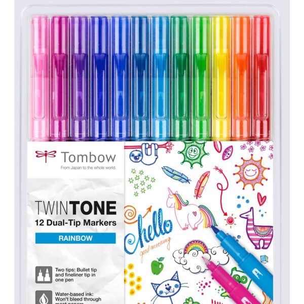 TOMBOW Fasermaler TwinTone Marker WS-PK-12P-3 Rainbow 12-tlg.