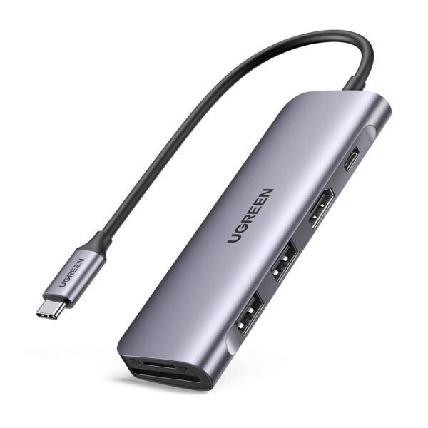 UGREEN USB-C Hub 6in1, Silver 70411 HDMI,2xUSB-A,SD TF,USB-C PD