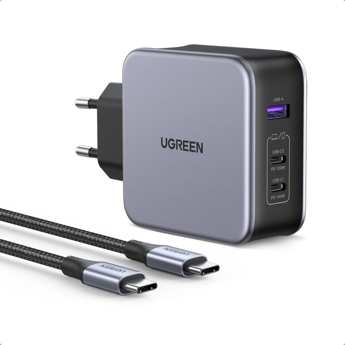 UGREEN USB Wallcharger Nexode 140W 90549 Bundle,GaN,USB-A+C,1.5m Cable – Hochwertig & günstig bei ShopDeca