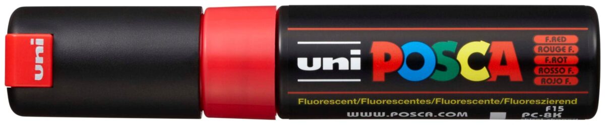 UNI-BALL Posca Marker 8mm PC-8K F.RED fluo rot, Keilspitze – Hochwertig & günstig bei ShopDeca