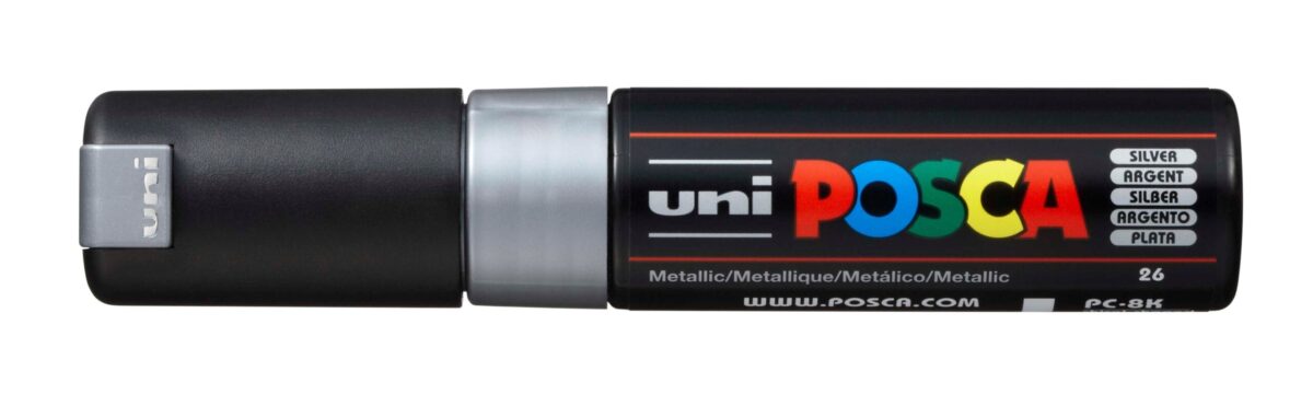 UNI-BALL Posca Marker 8mm PC-8K SILVER MET silber, Keilspitze – Hochwertig & günstig bei ShopDeca