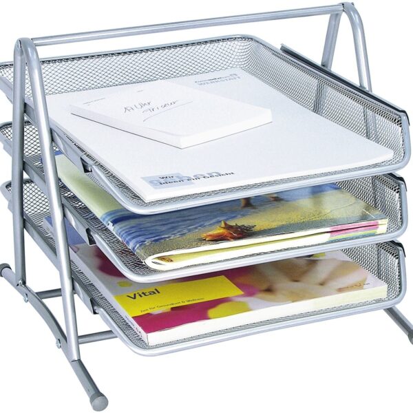 WEDO Briefablage OFFICE Metall 65854 3 Fächer 35x27x30cm silber