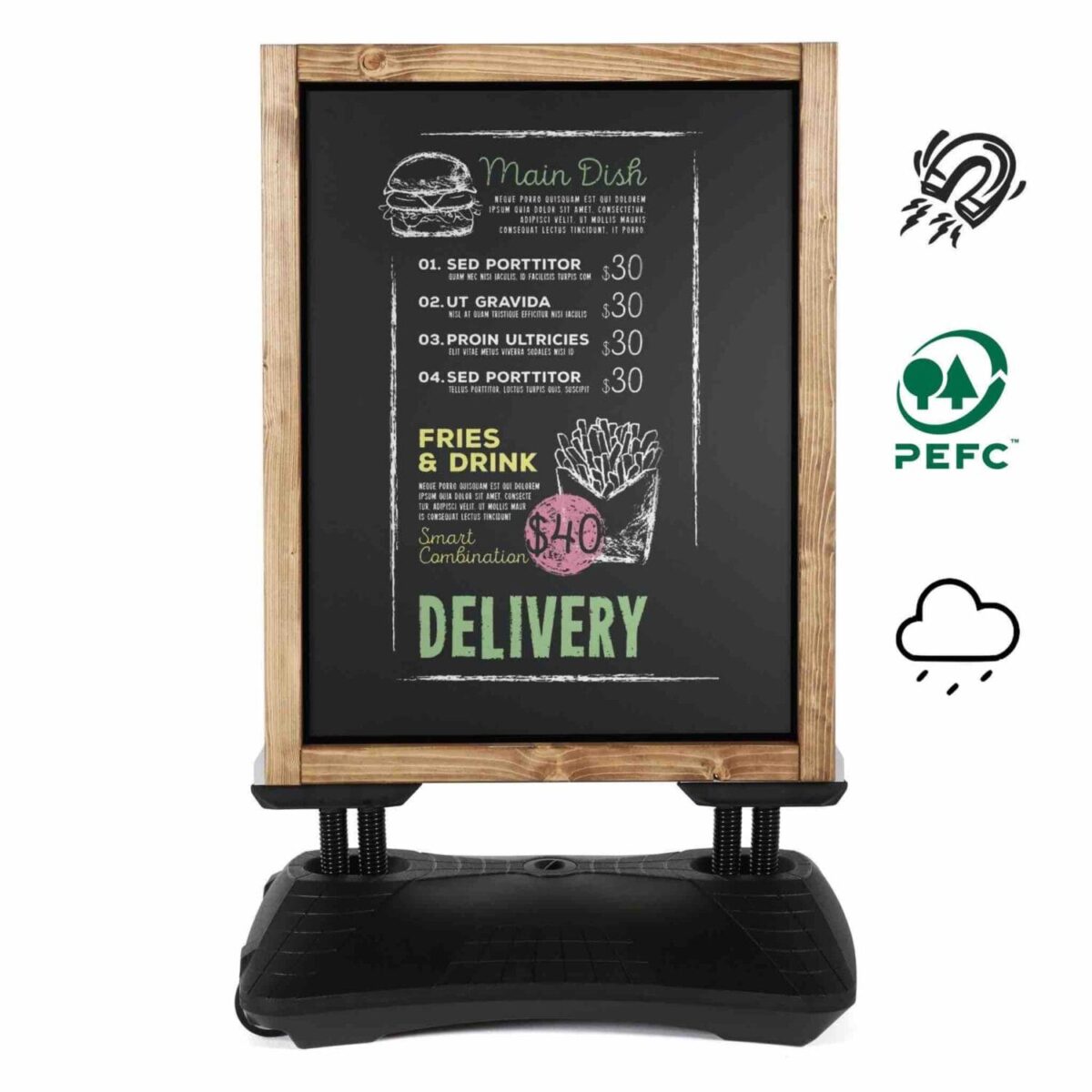Kundenstopper Kreidetafel Wood WindPro – Hochwertig & günstig bei ShopDeca