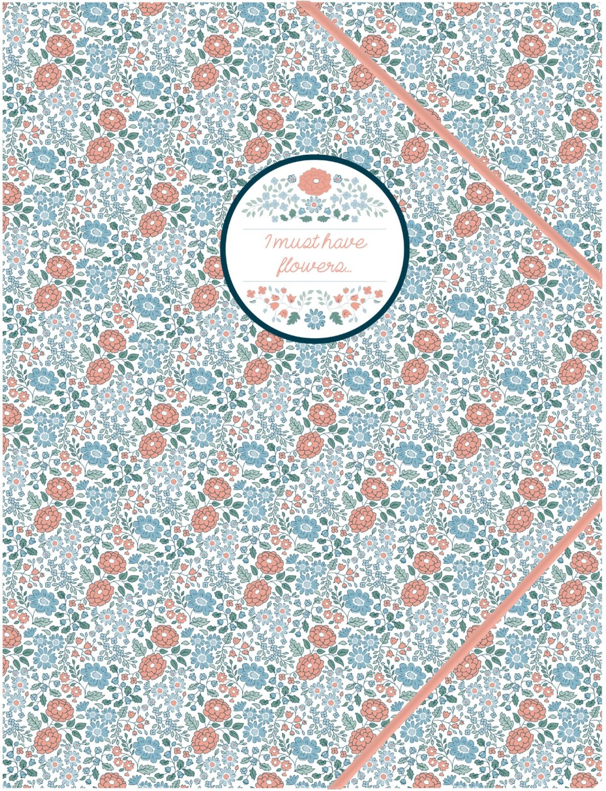 ANCOR Gummibandmappe A4 105957 FLOWERS blau/lachs – Hochwertig & günstig bei ShopDeca