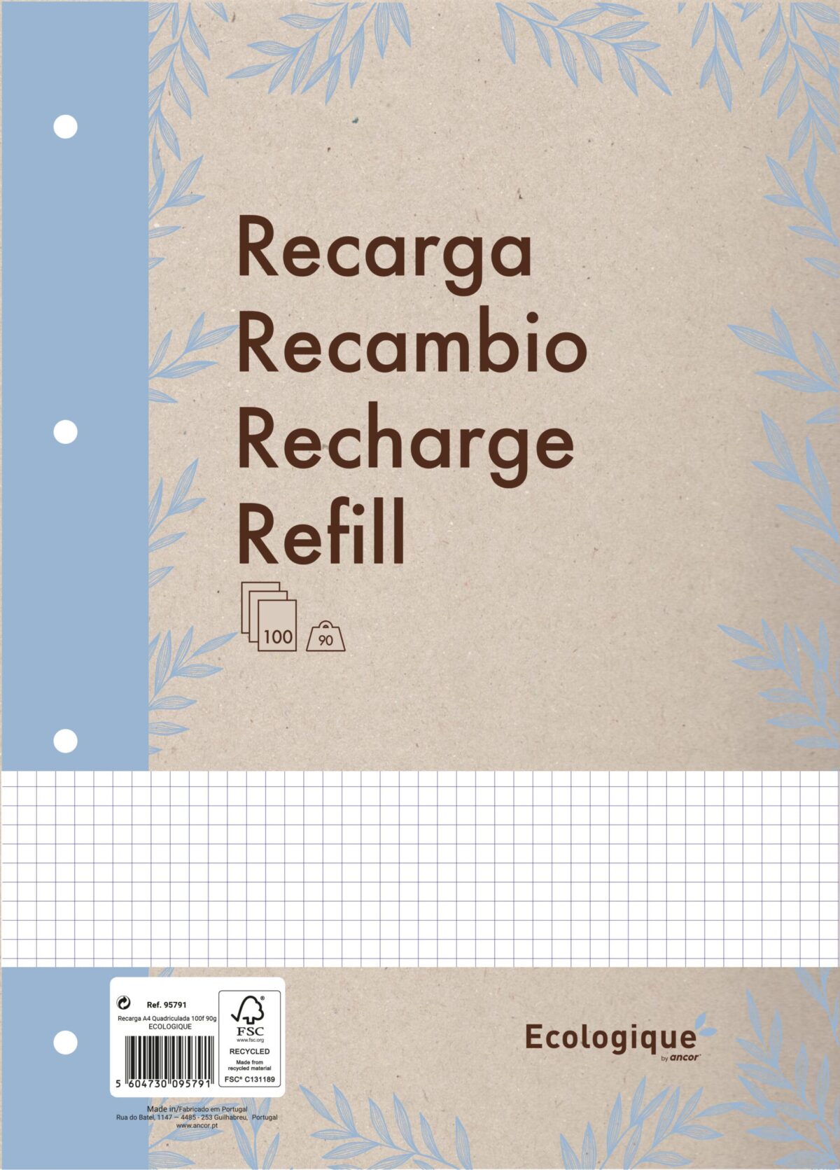 ANCOR Refill Blätter A4 116137 ECOLOGIQUE,90g,kariert 100 Bl. – Hochwertig & günstig bei ShopDeca
