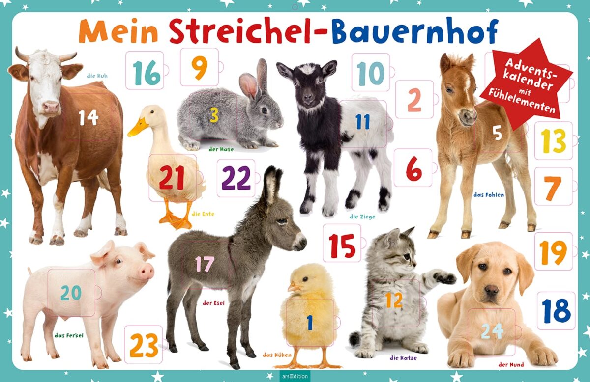 ARS EDITION Adventskalender 62x40.2cm 12552 Streichel-Bauernhof – Hochwertig & günstig bei ShopDeca