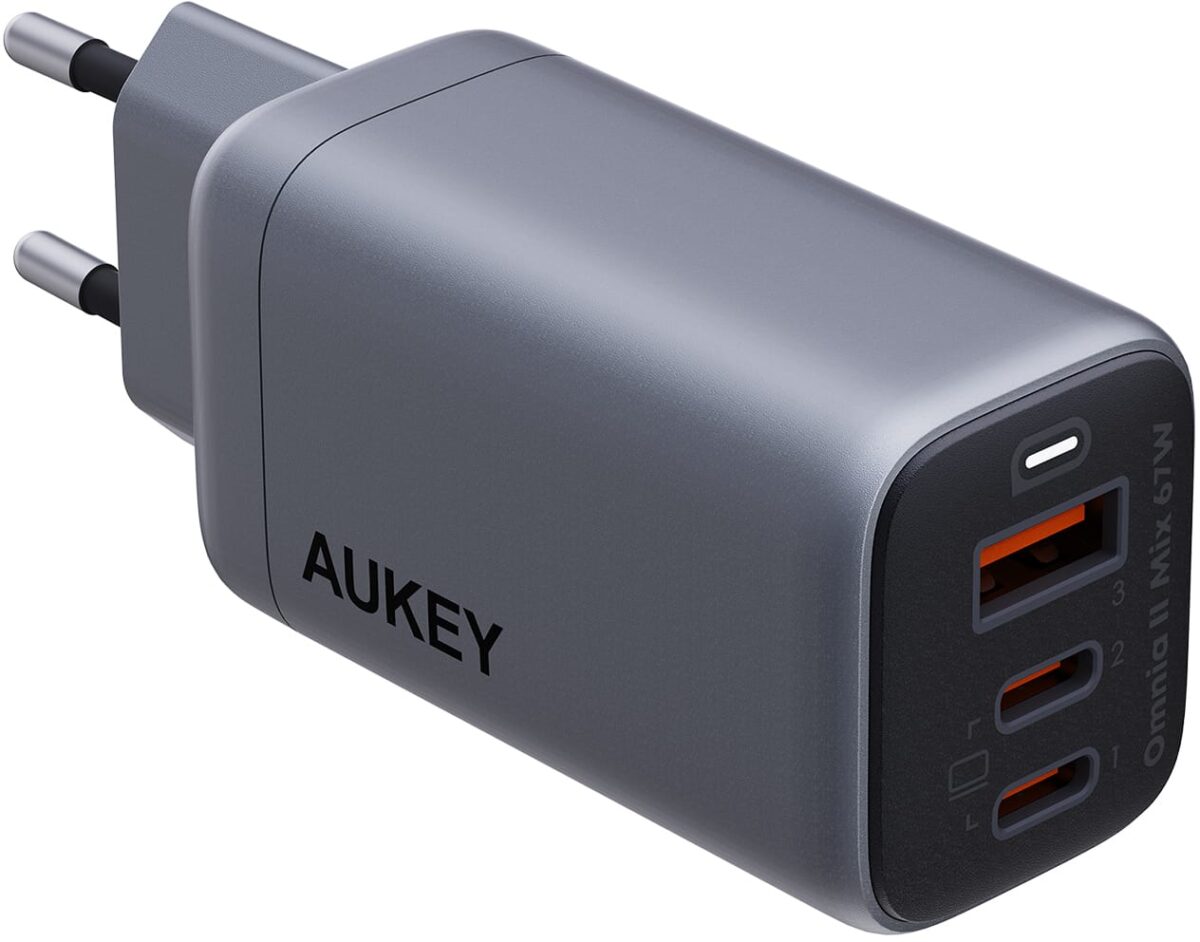 AUKEY OmniaMix II 67W GaN PD PA-B6U GY 3-Port, Wall Charger – Hochwertig & günstig bei ShopDeca