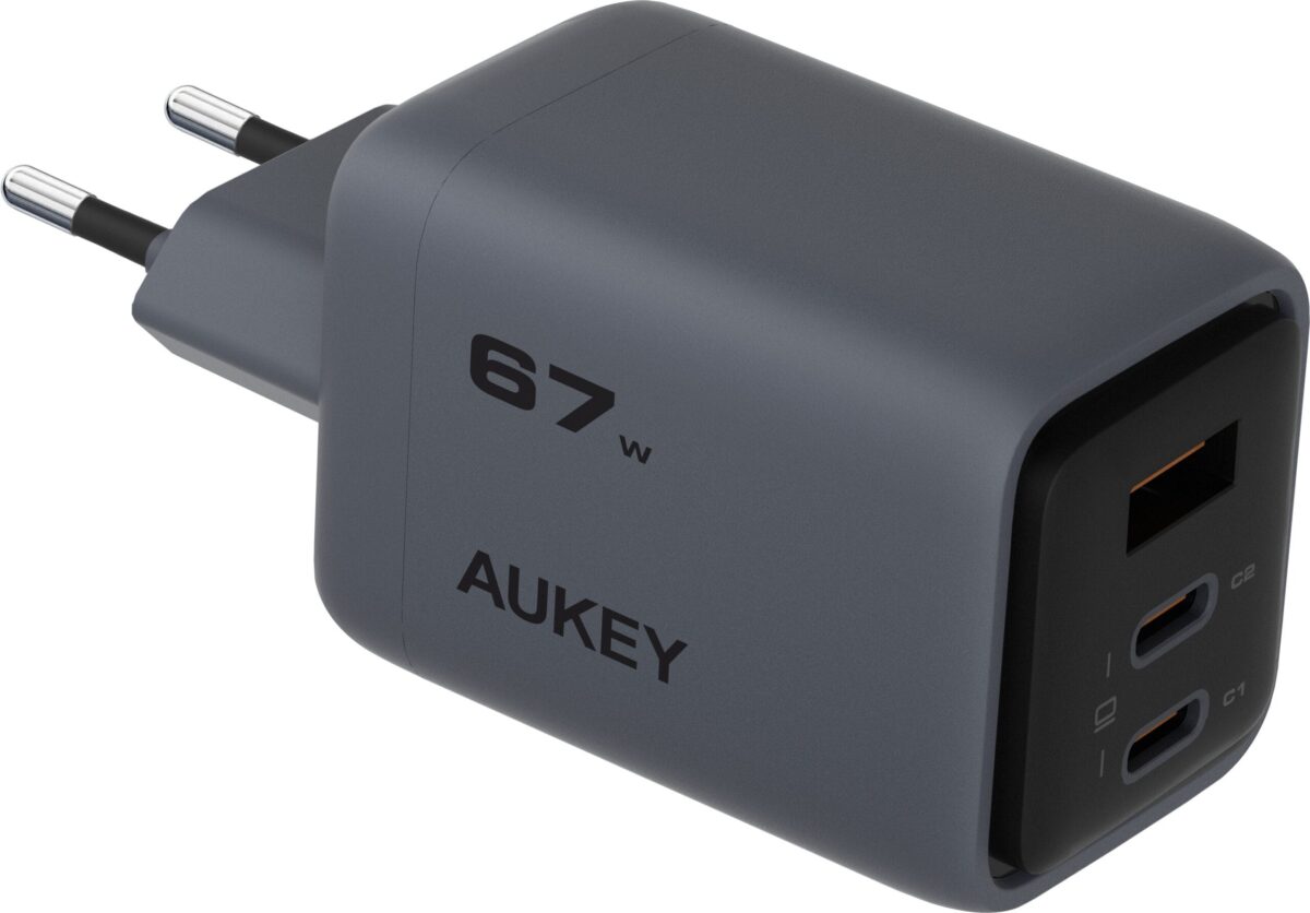 AUKEY Comet Mix 67W GaN PD PA-C3 3-Port, Wall Charger Grey – Hochwertig & günstig bei ShopDeca