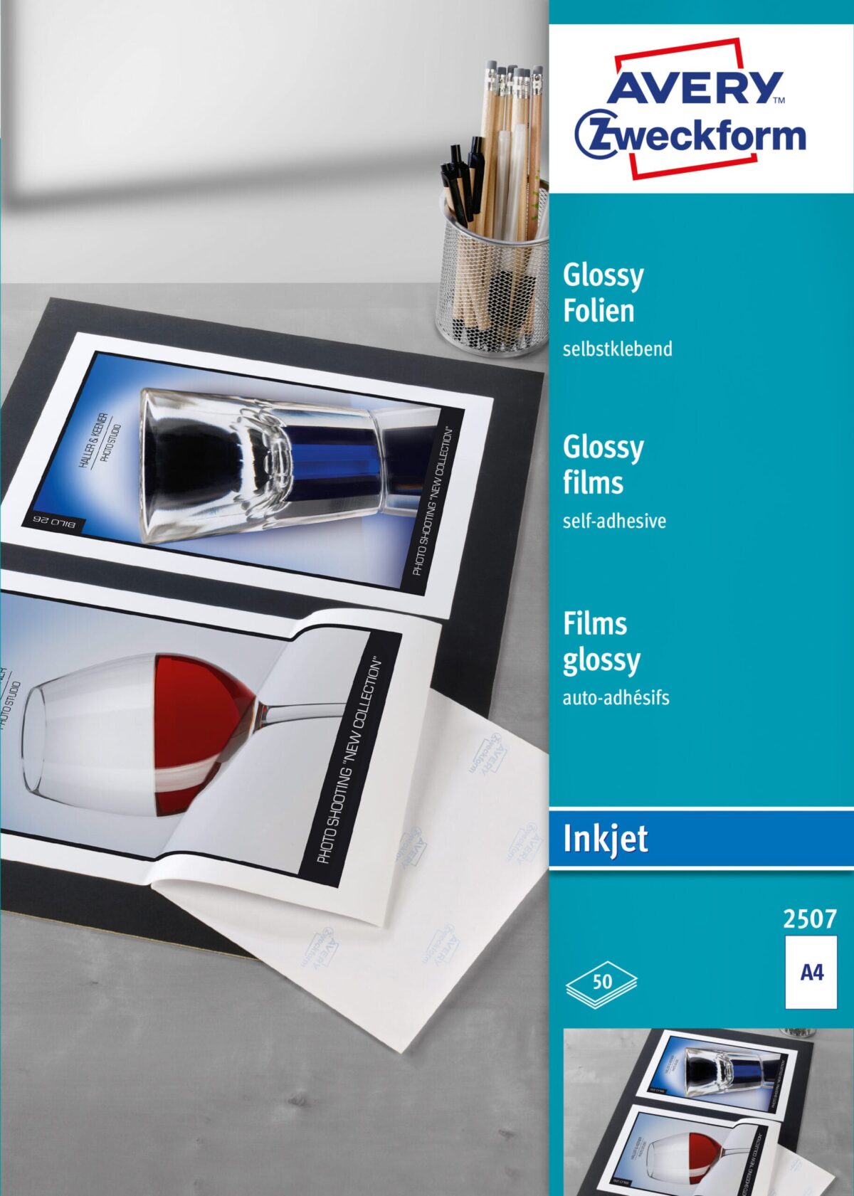 AVERY ZWECKFORM Glossy-Folie selbstklebend A4 2507Z 0,2mm Inkjet 50 Blatt – Hochwertig & günstig bei ShopDeca