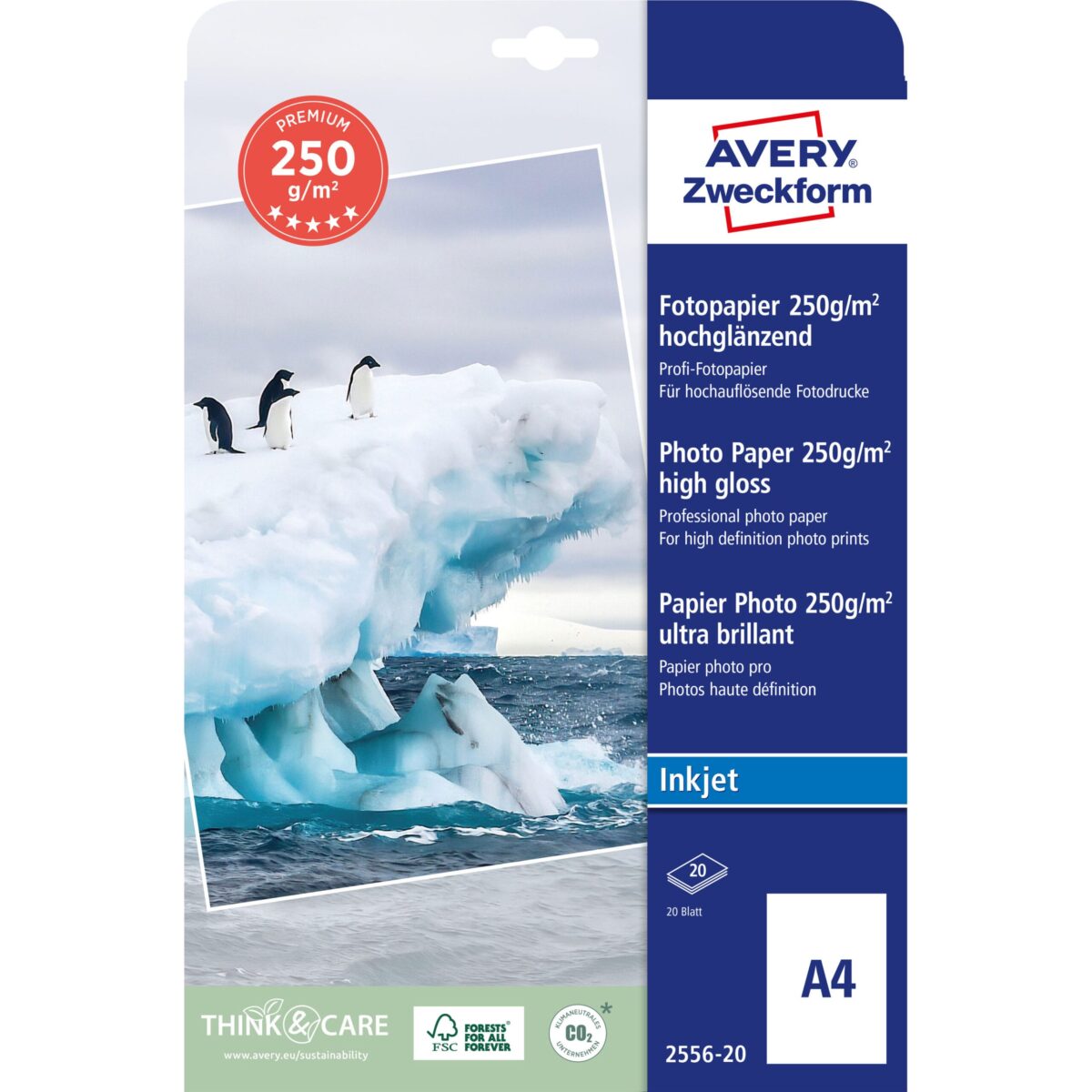AVERY ZWECKFORM Superior InkJet Photo Paper A4 2556-20 250g 20 Blatt – Hochwertig & günstig bei ShopDeca