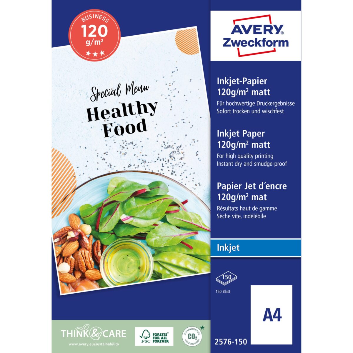 AVERY ZWECKFORM InkJet-Papier A4 2576-150 120g, weiss 150 Blatt – Hochwertig & günstig bei ShopDeca