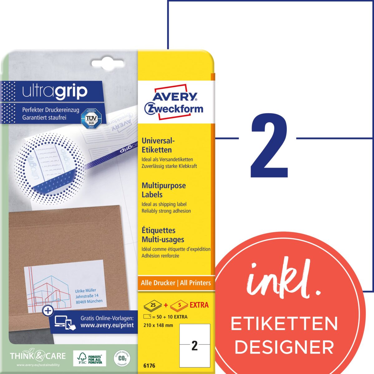 AVERY ZWECKFORM Universaletiketten 210x148mm 6176 weiss 60 Stk./25 + 5 Blatt – Hochwertig & günstig bei ShopDeca